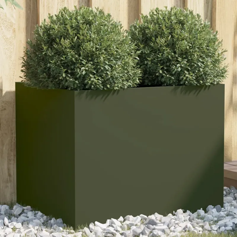 jardiniera, verde masliniu, 62x47x46 cm, otel