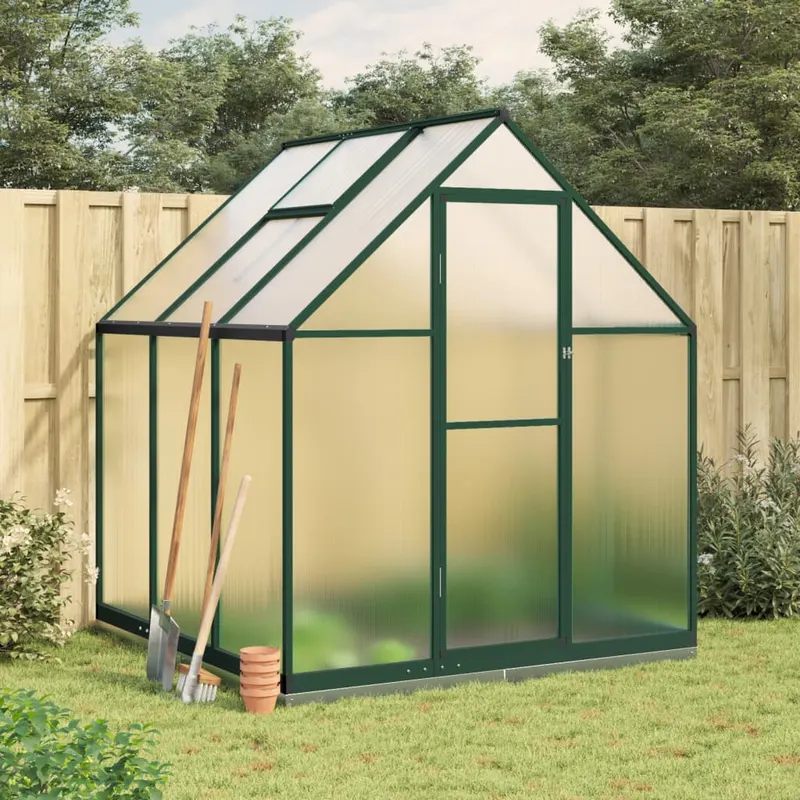 sere cu cadru de baza, verde, 169x169x202 cm, aluminiu