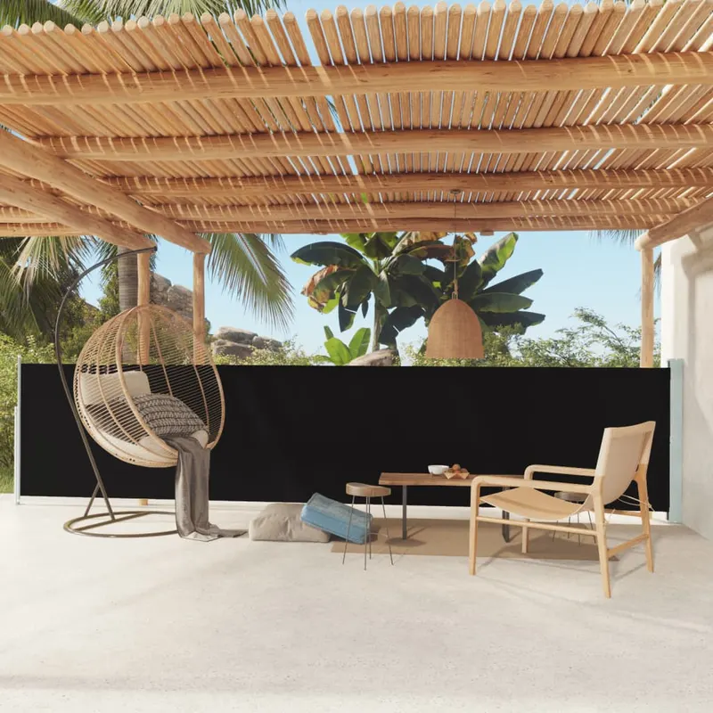 copertina laterala retractabila de terasa, negru, 117x600 cm