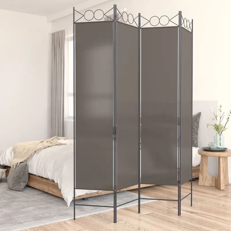 paravan de camera cu 4 panouri, antracit, 160x200 cm, textil