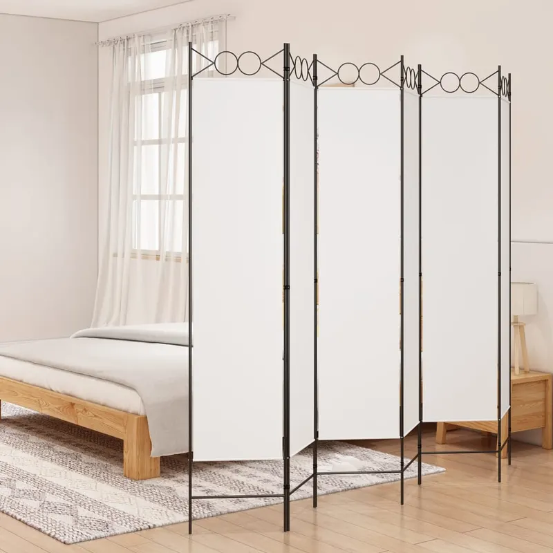 paravan de camera cu 6 panouri, alb, 240x200 cm, textil