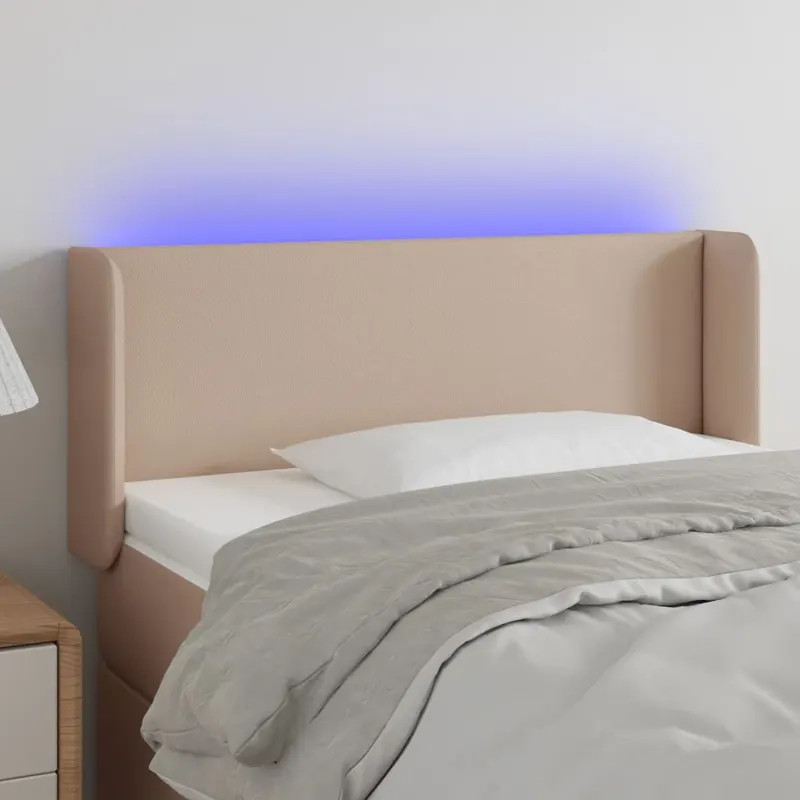 tablie de pat cu led, cappuccino 83x16x78/88 cm piele ecologica