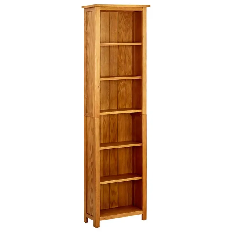 biblioteca cu 6 rafturi, 52x22x180 cm, lemn masiv de stejar