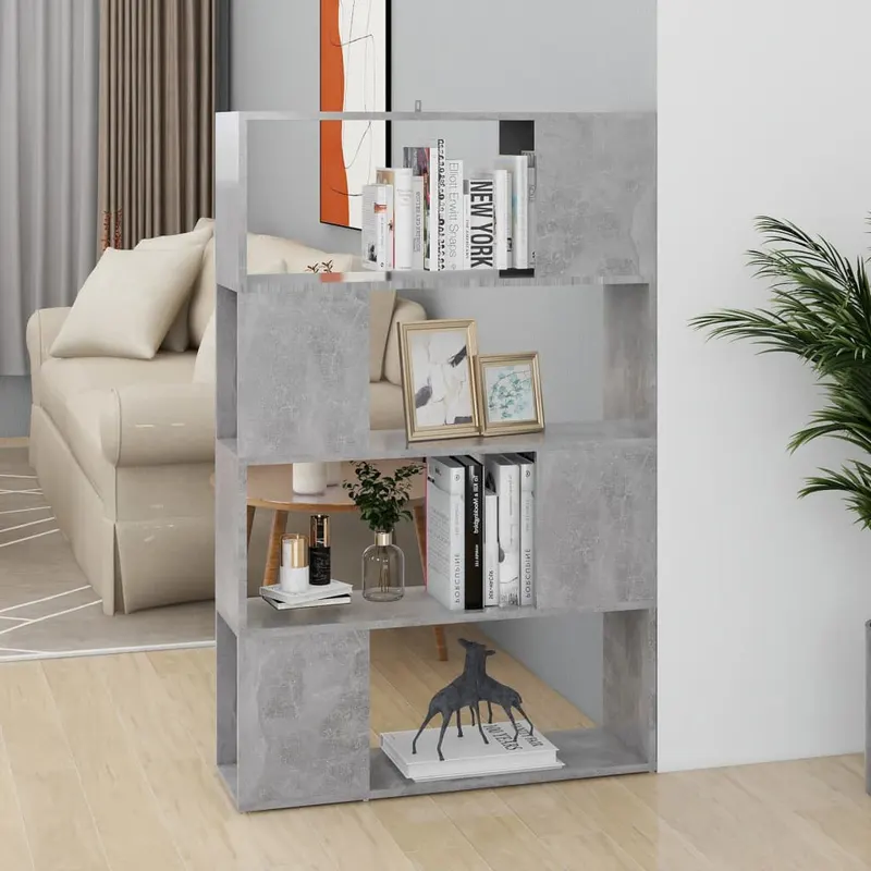 biblioteca/separator camera, gri beton, 80x24x124,5 cm, pal
