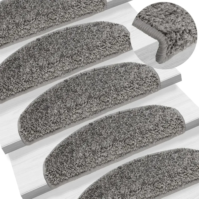 covorase de scara, 10 buc.,gri, 65x21x4 cm
