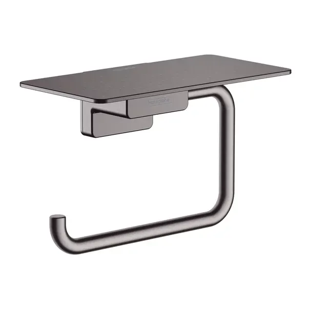 Suport hartie igienica cu raft Hansgrohe AddStoris negru - crom periat
