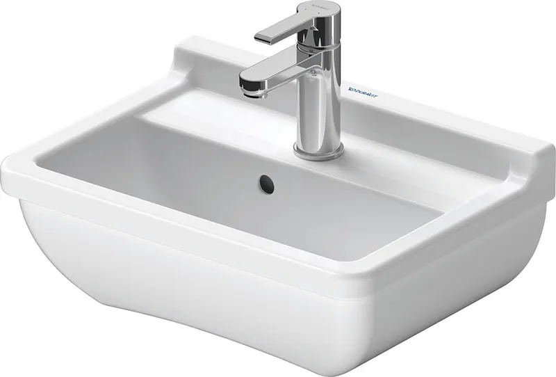 Lavoar Duravit 0750450000, Starck 3, montaj pe perete, preaplin, zona montaj interior, elemente fixare ascunse, alb