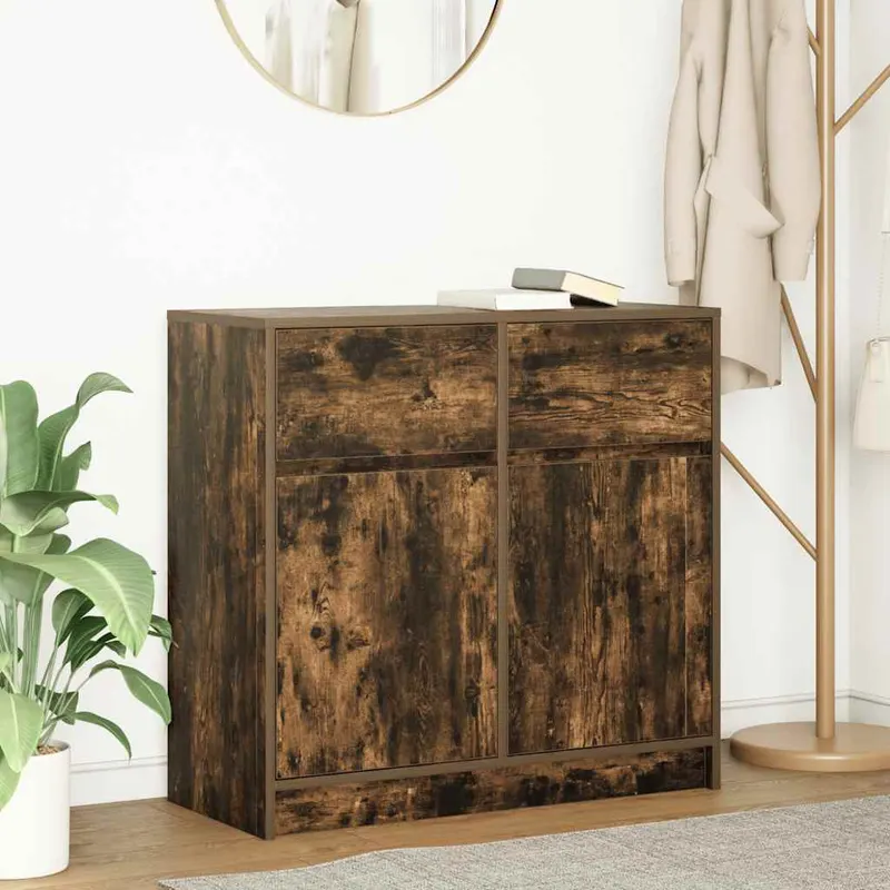 bufeta cu sertar stejar afumat 80x34x76 cm lemn de stratificat