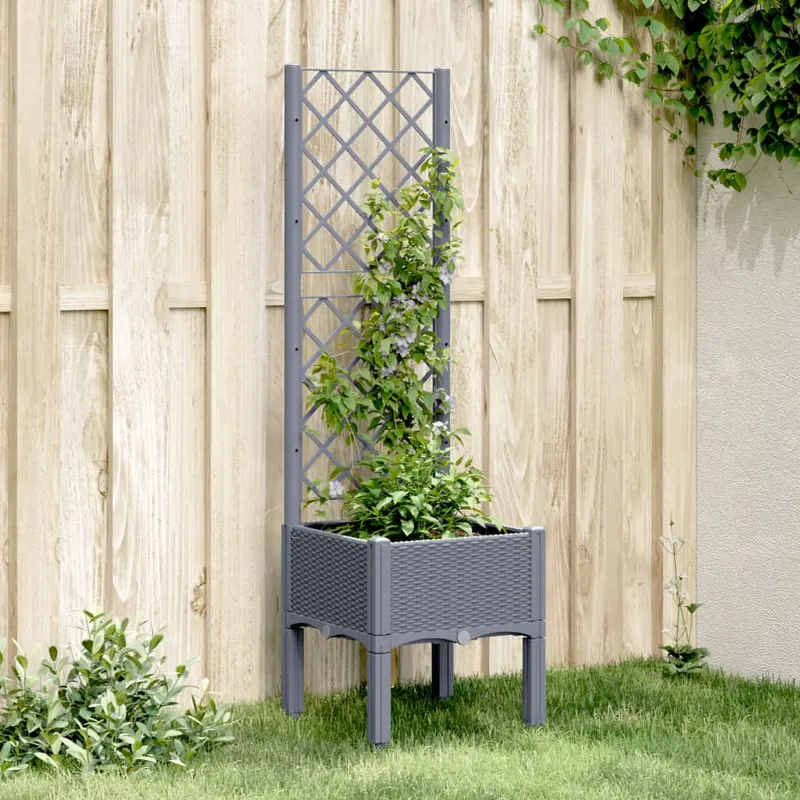 jardiniera de gradina cu spalier, gri, 40x40x142 cm, pp
