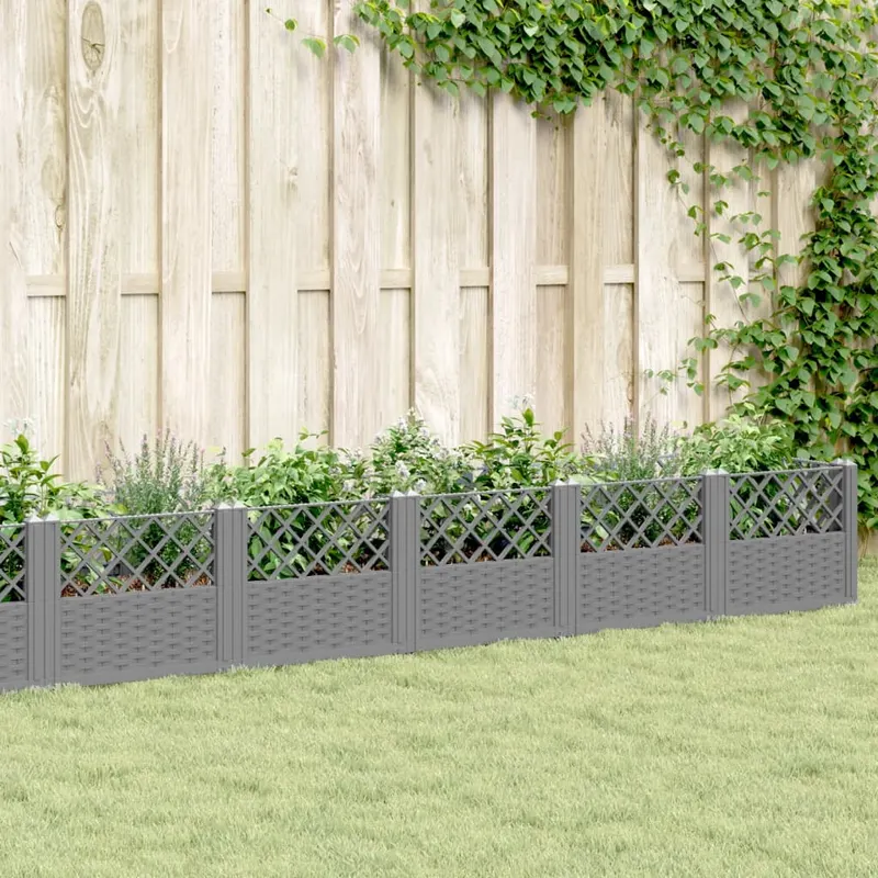 jardiniera gradina cu tarusi gri deschis 363,5x43,5x43,5 cm, pp