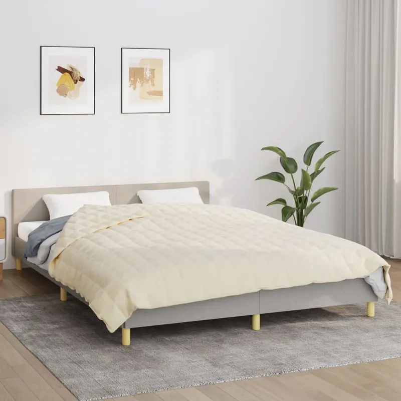 patura cu greutati, crem deschis, 200x200 cm, 13 kg, textil