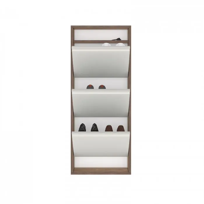 Pantofar HIDE RF140402, cu 3 rafturi, nuc, 50x15x124 cm
