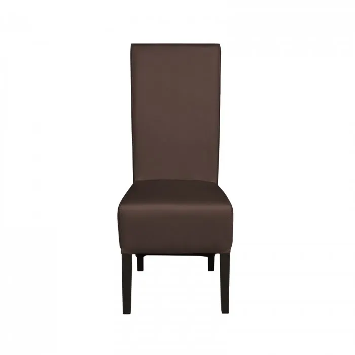 Scaun living VANESSA, picioare lemn wenge, piele ecologica maro deschis, 47x60x110 cm