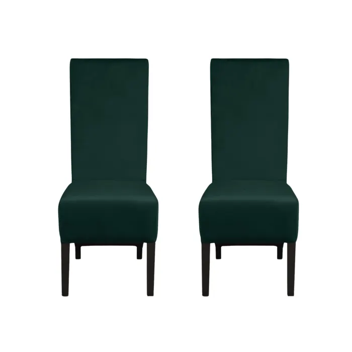 Set 2 scaune living VANESSA, picioare lemn wenge, stofa verde smarald, 47x60x110 cm