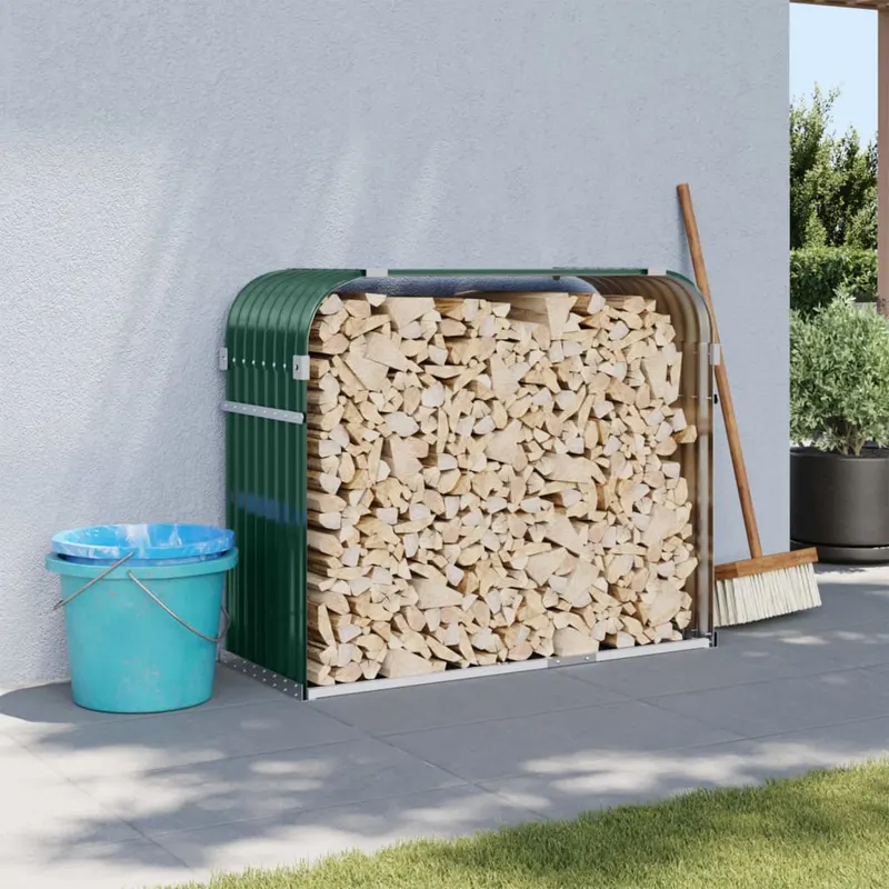 suport pentru busteni, verde, 120x45x100 cm, otel galvanizat