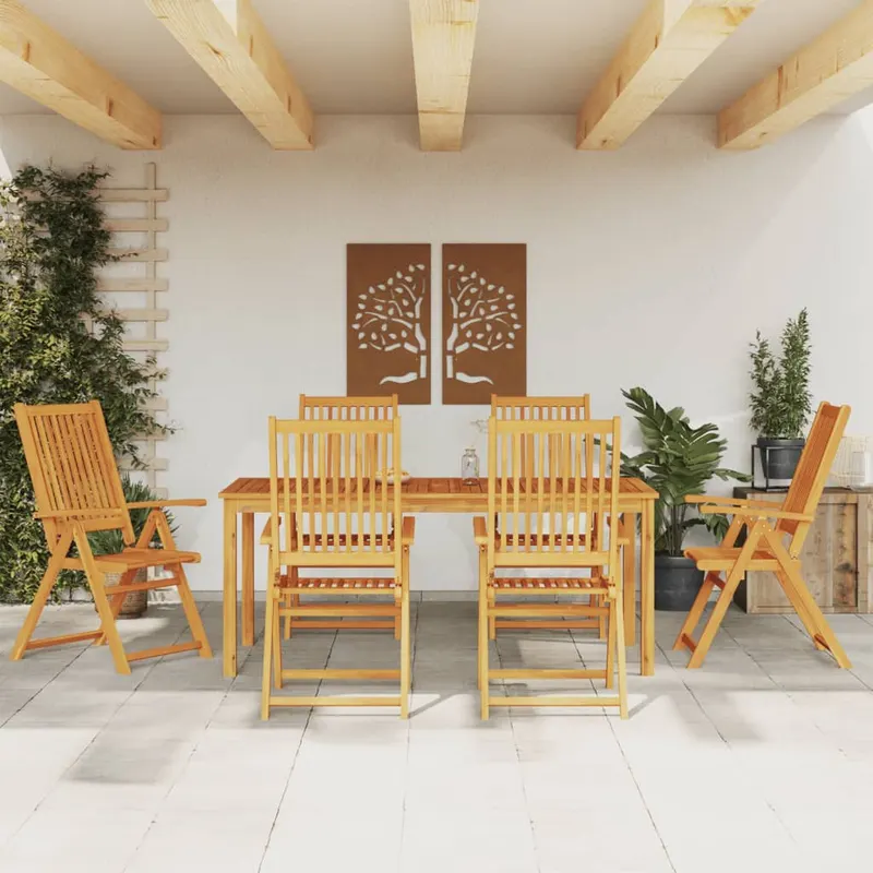 set mobilier de gradina, 7 piese, lemn masiv de acacia