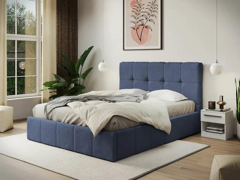 Pat Tapitat cu somiera fixa - Axis Falcone 80 - Albastru 180x200
