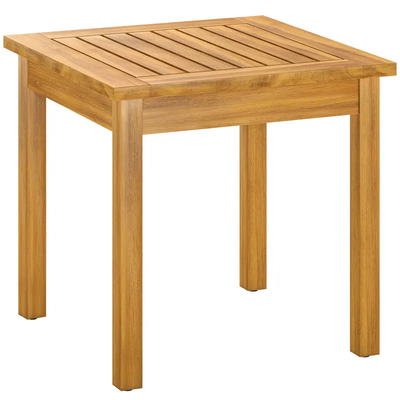 Outsunny Masă laterală 48 x 48 cm rezistentă la intemperii masă de grădină cu design cu lamele picioare reglabile, pătrată