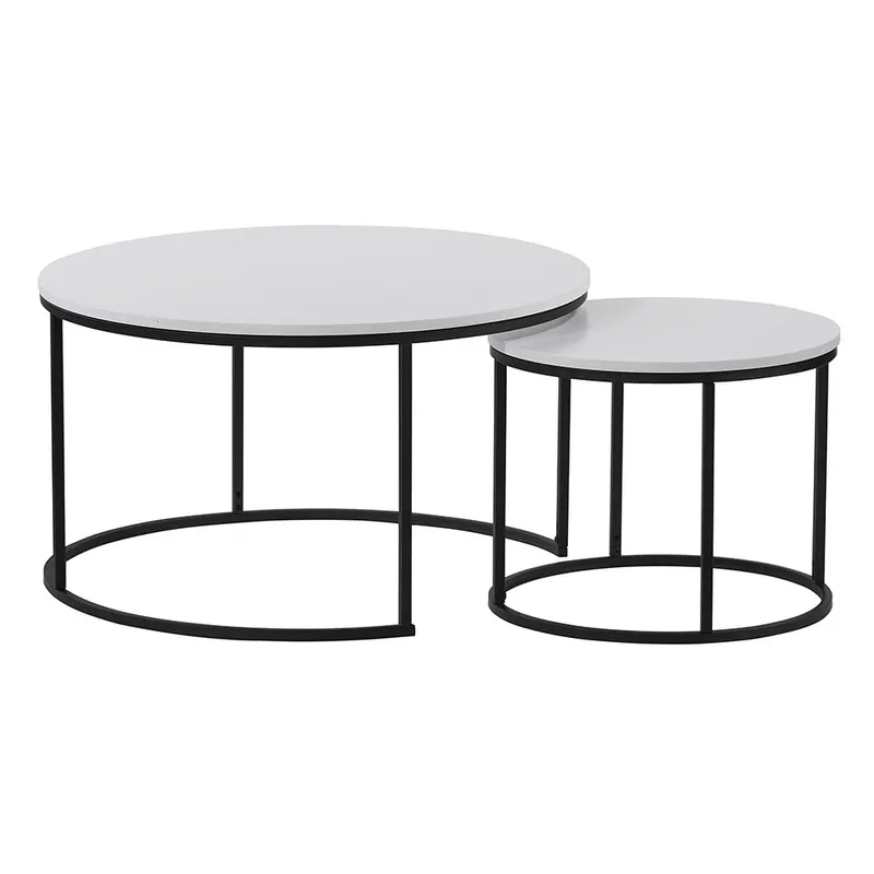 Set 2 masute de cafea AYLIN 80 CM - Alb