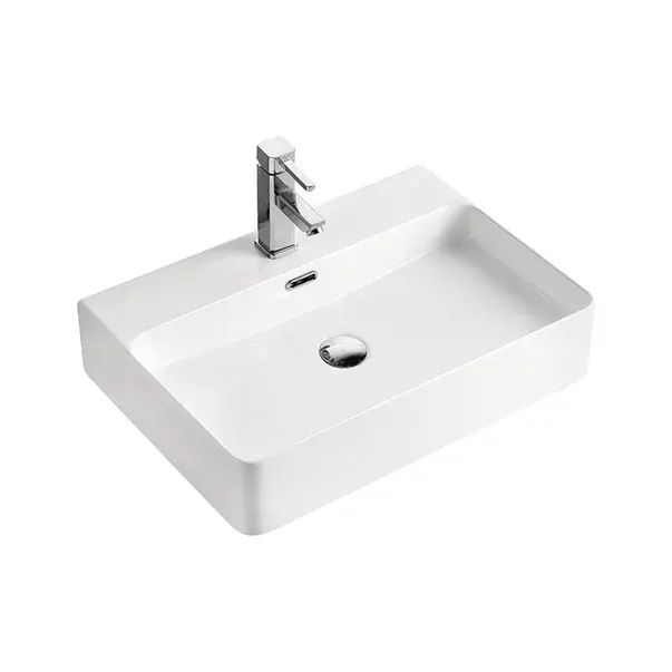Lavoar pe blat Fluminia Hermes-60, 42 cm, dreptunghiular, alb