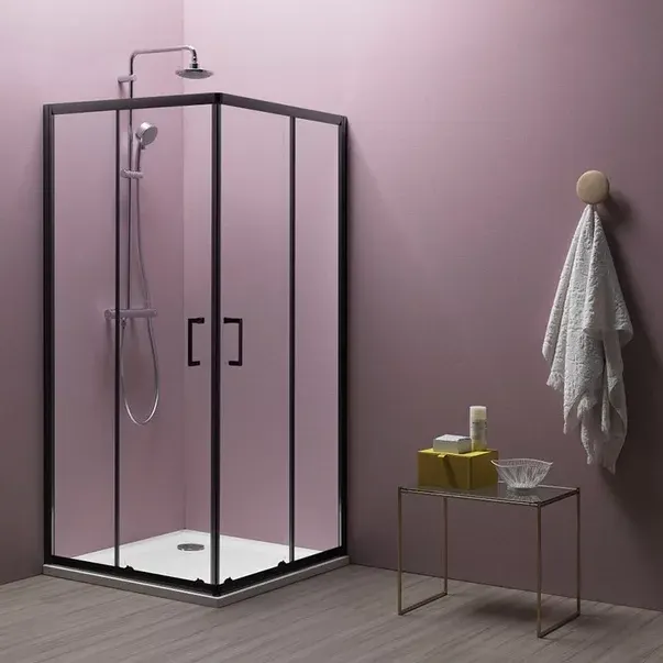 Cabina de dus patrata cu usi glisante Kolpasan Eco Quat 90x90 negru