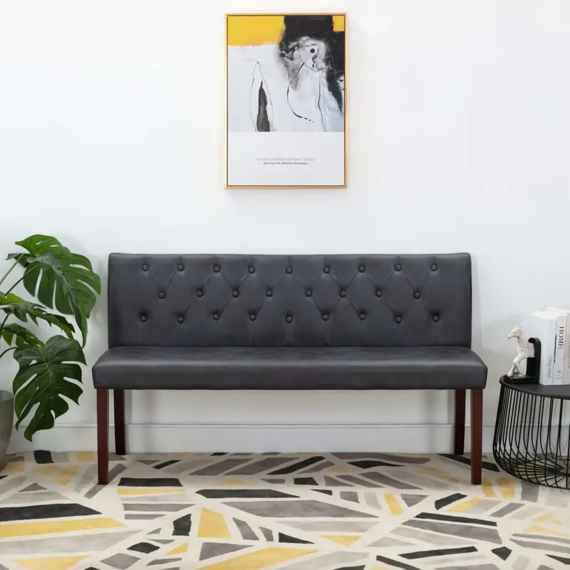 banca, gri, 148,5 cm, velur ecologic
