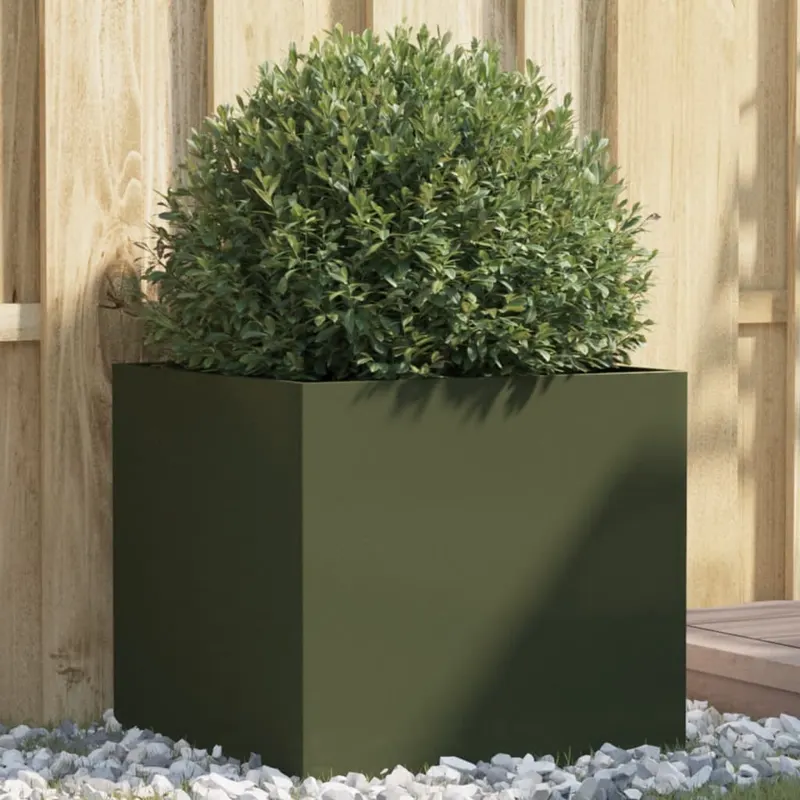 jardiniera, verde masliniu, 49x47x46 cm, otel laminat la rece
