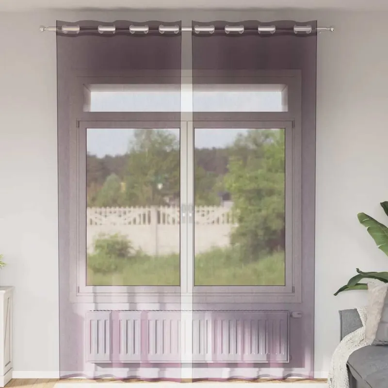 perdele voile cu oelii 2 buc violet 140x300 cm