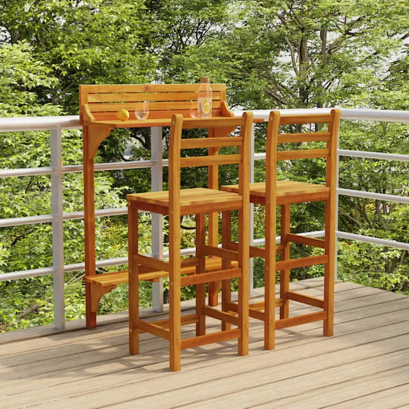 set mobilier de bar de gradina, 3 piese, lemn masiv de acacia