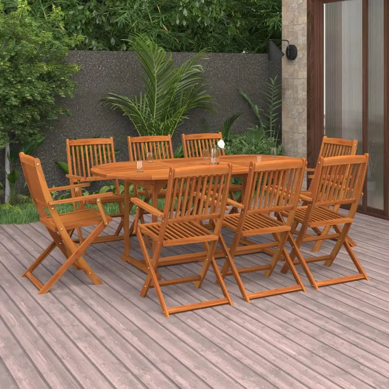 Set mobilier de gradina 9 piese 180x90x75 cm, lemn masiv acacia