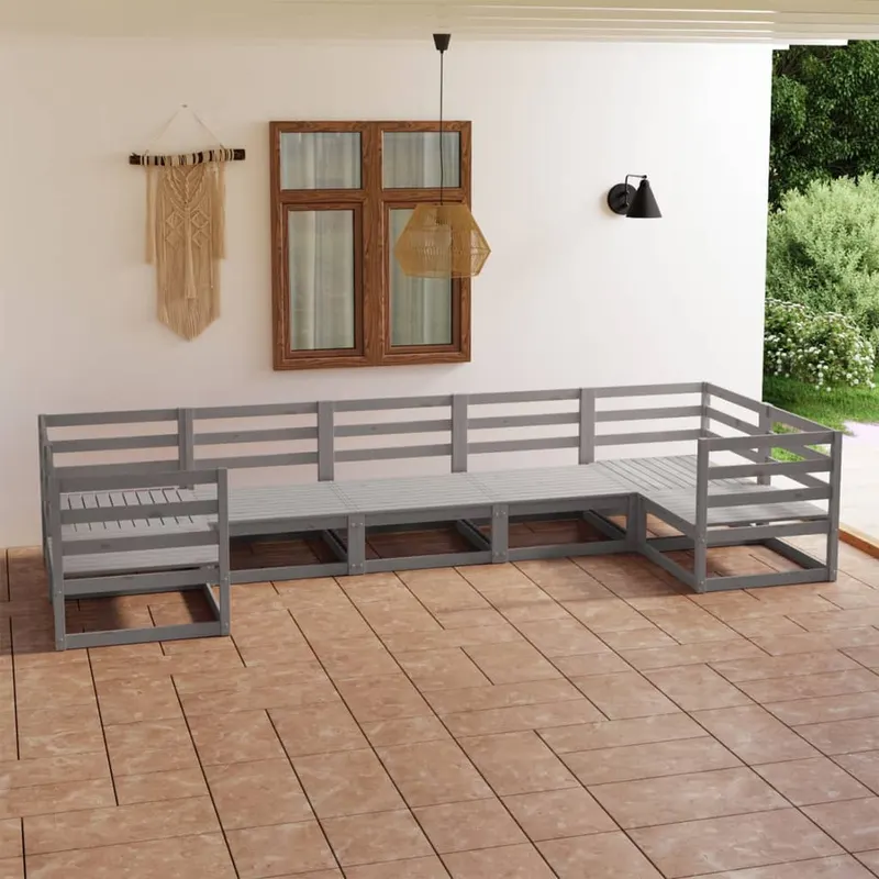 set mobilier de gradina din 7 piese, lemn masiv de pin