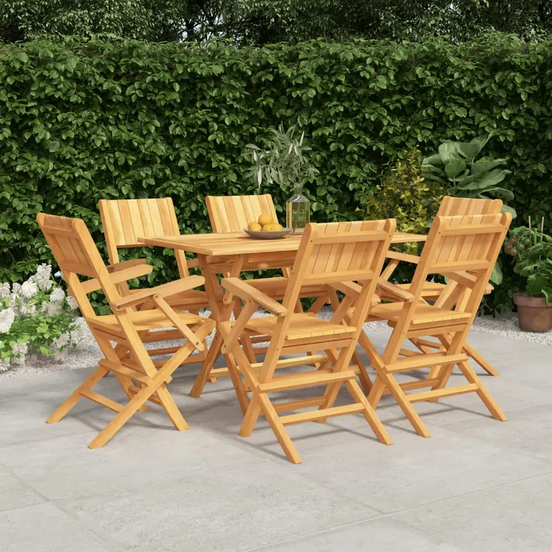 set mobilier de gradina, 7 piese, lemn masiv de tec