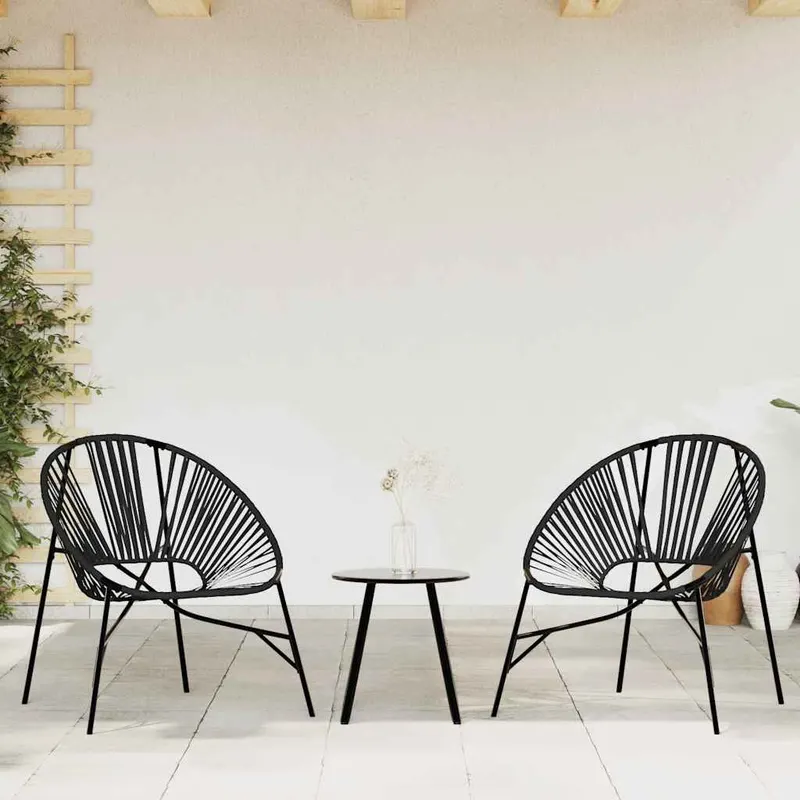 set scaune de gradina 3 buc poly rattan negru