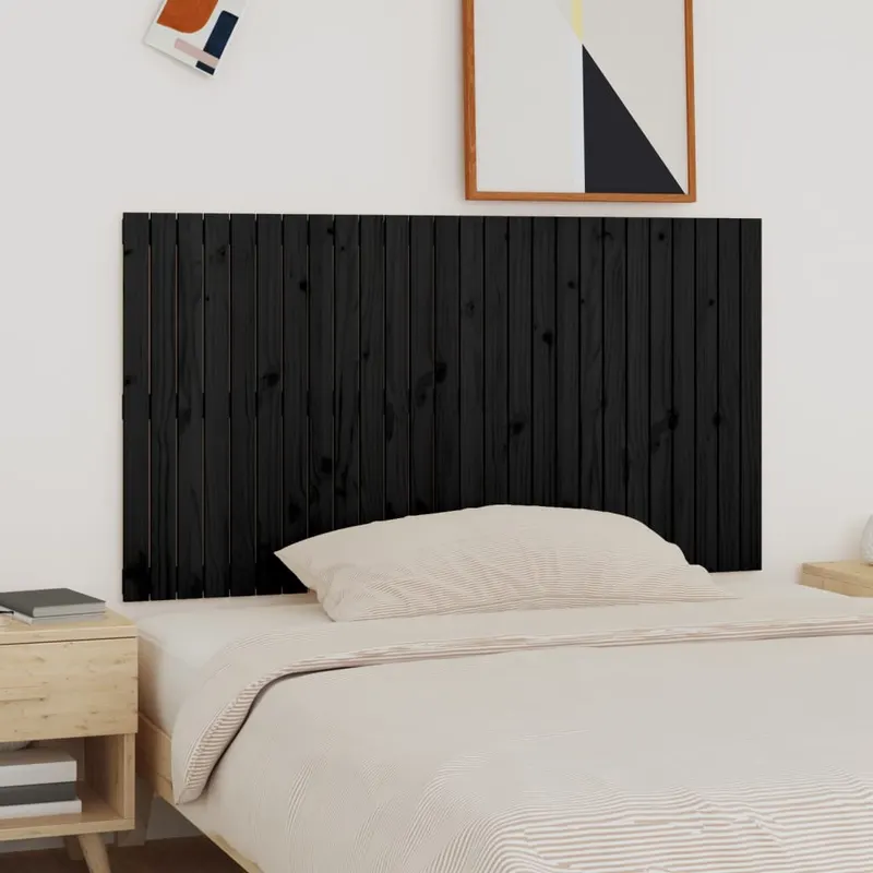 tablie de pat pentru perete, negru, 166x3x90 cm, lemn masiv pin