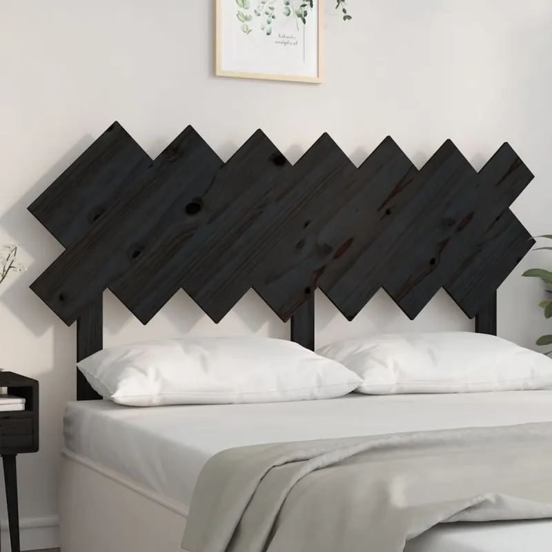 tablie de pat, negru, 141x3x80,5 cm, lemn masiv de pin