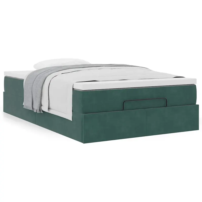cadru de pat otoman cu saltea verde inchis 120x200cm catifea