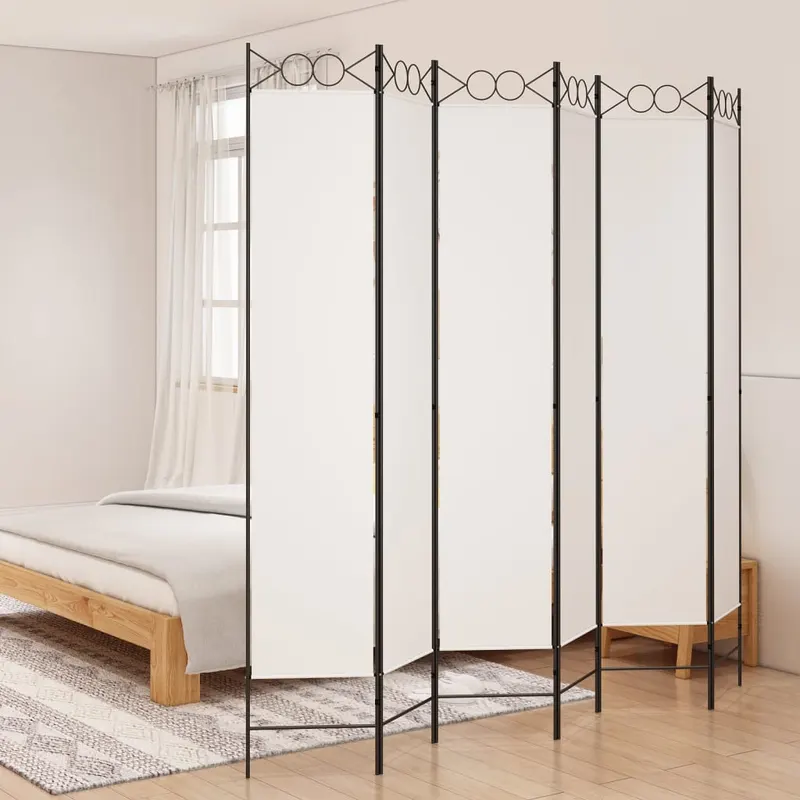 paravan de camera cu 6 panouri, alb, 240x220 cm, textil