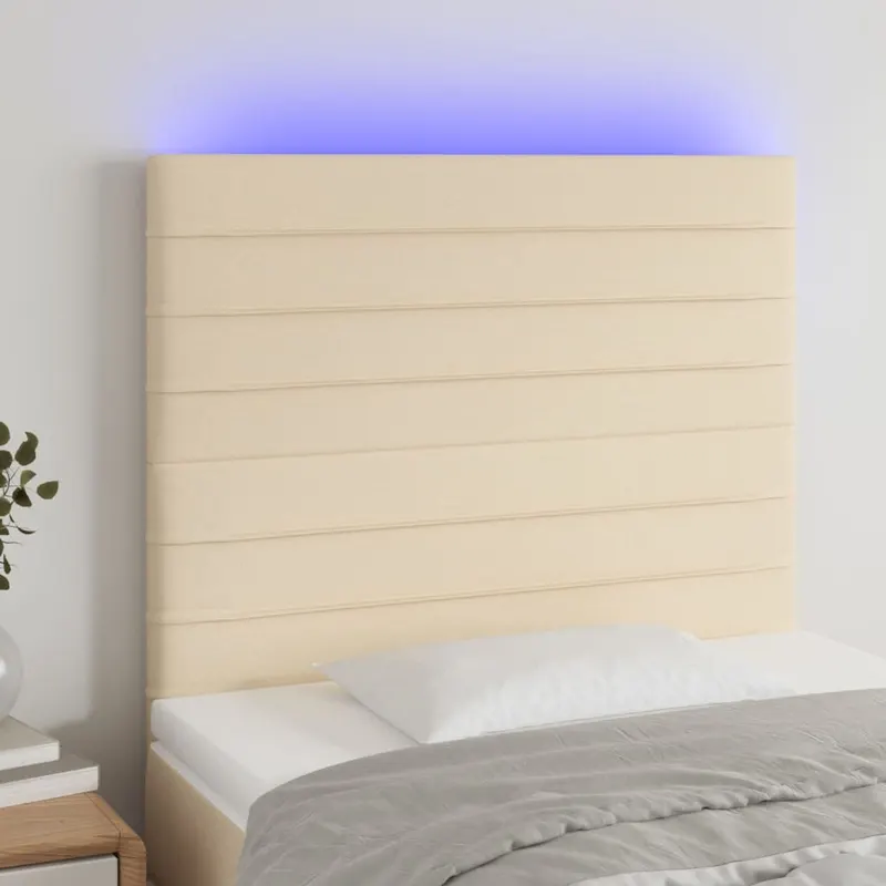 tablie de pat cu led, crem, 80x5x118/128 cm, textil