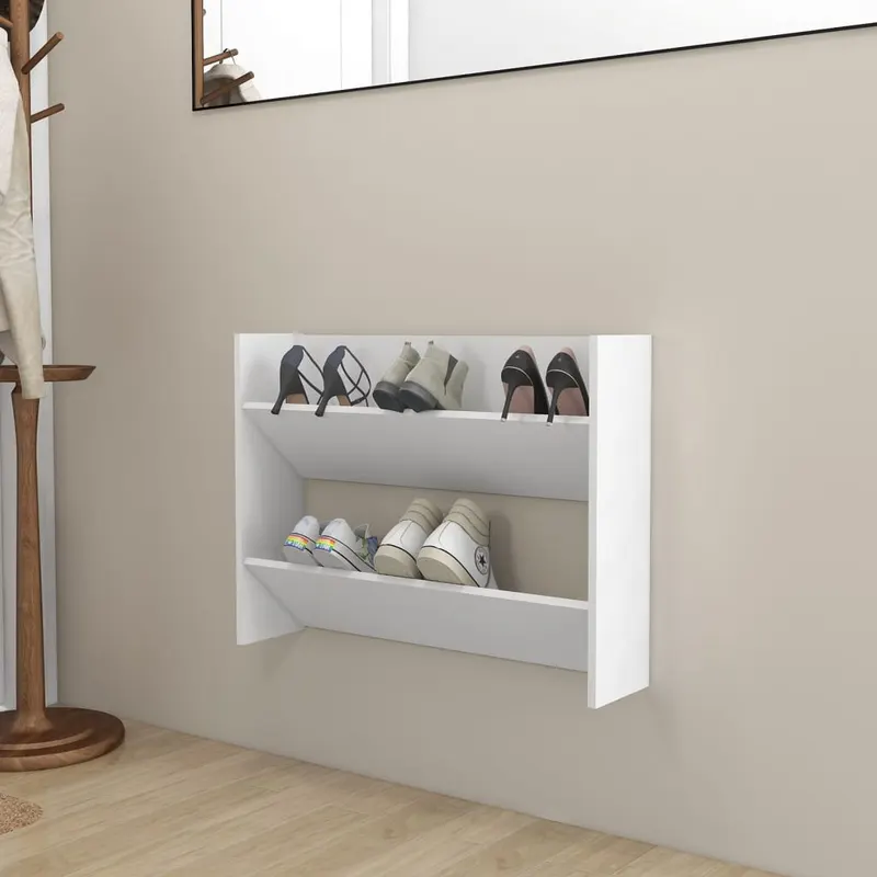 pantofar de perete, alb, 80x18x60 cm, lemn prelucrat