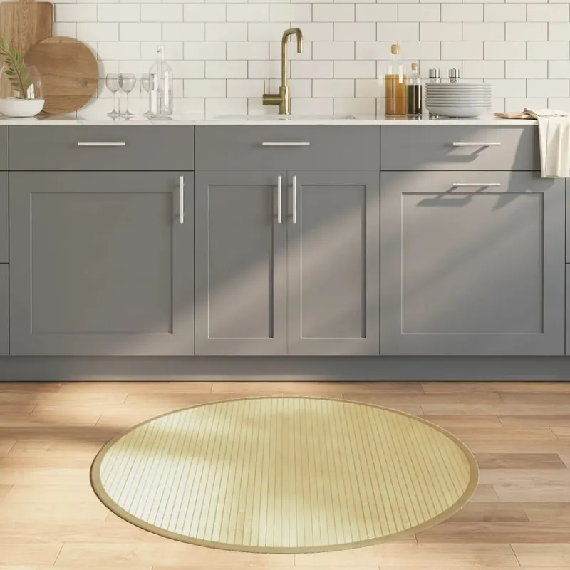 covor rotund, natural deschis, 100 cm, bambus