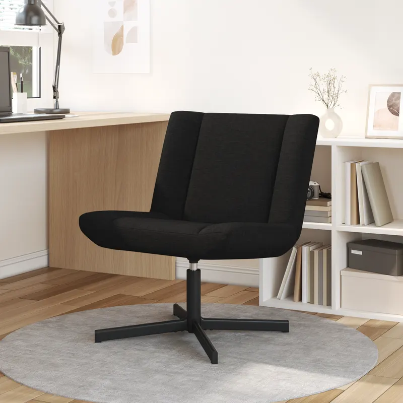 scaun rotativ negru tesatura, metal standard rotativ
