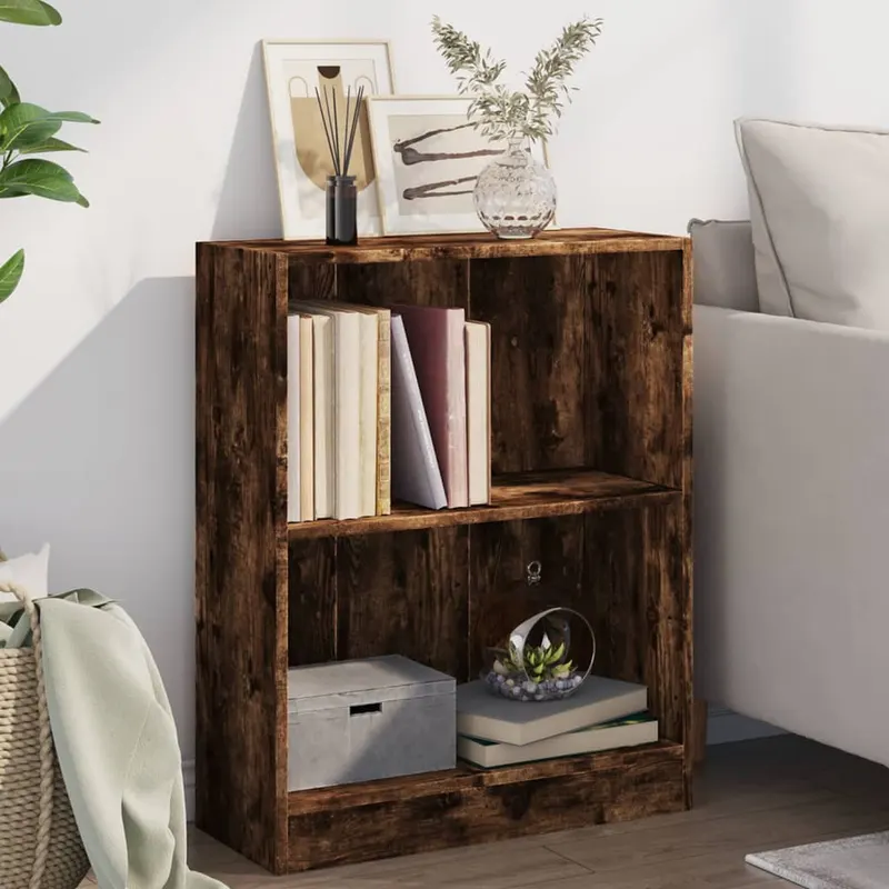 biblioteca, stejar fumuriu, 60x24x76 cm, lemn prelucrat