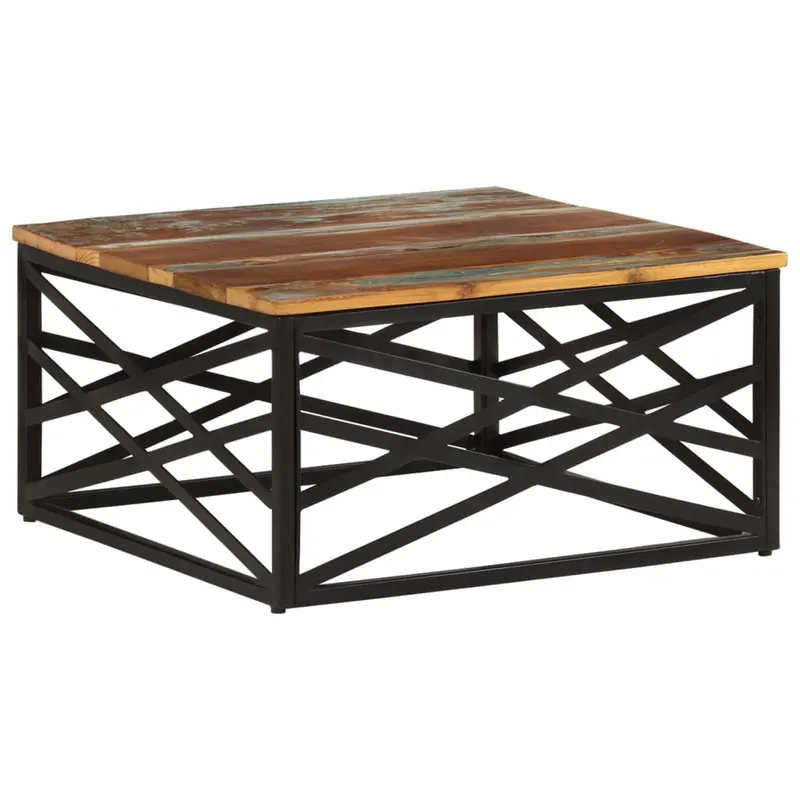 masuta de cafea, 68x68x35 cm, lemn masiv reciclat