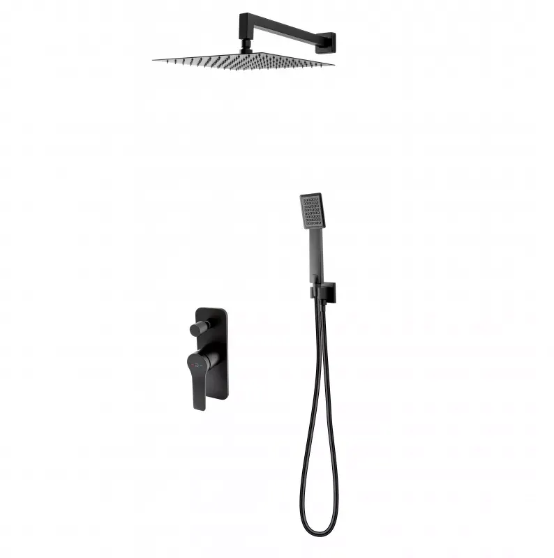 Sistem de dus FDesign Seppia FD1-SPA-7PSET-22, 1 2 , incastrat, 300 mm, 1 pulverizare, anti-calcar, mat, negru