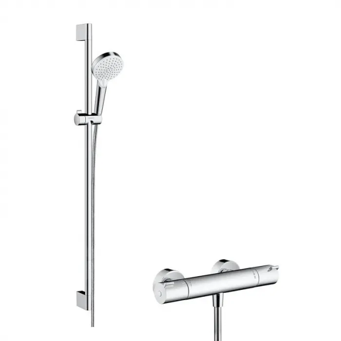 Set dus cu bara 95 cm si baterie dus inclusa crom Hansgrohe, Crometta