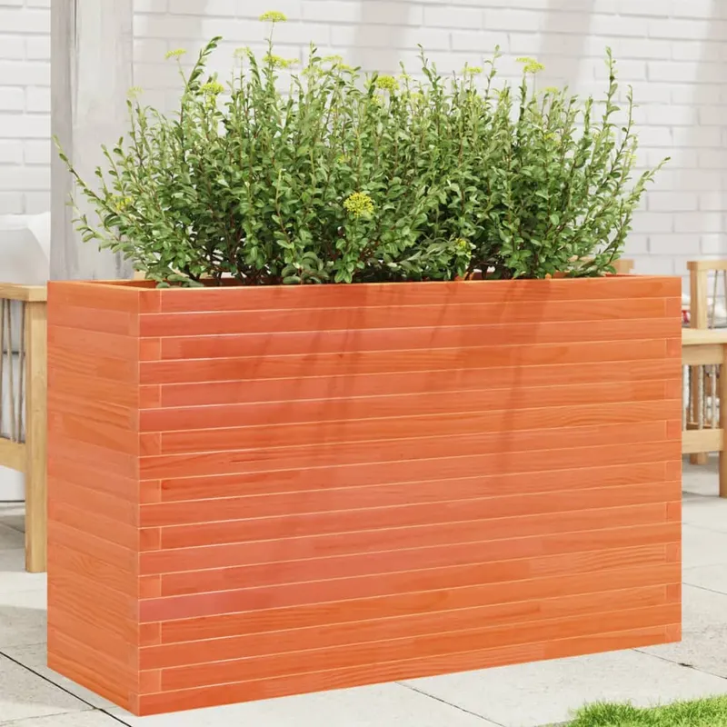 jardiniera gradina, maro ceruit, 110x40x68,5 cm, lemn masiv pin
