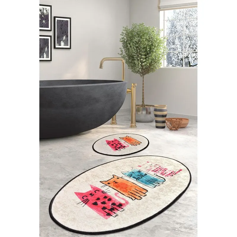 Set Covor de baie (2 bucăți), Multicolor, 50x60 cm - Multicolor