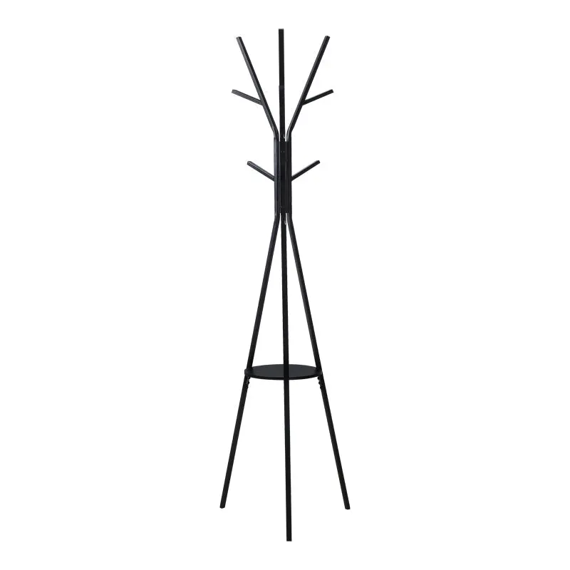 Cuier metalic Denner, Metal, Alb - Negru, 48x48x180 cm - Negru