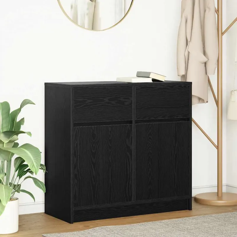 bufeta cu sertar stejar negru 80x34x76 cm lemn prelucrat