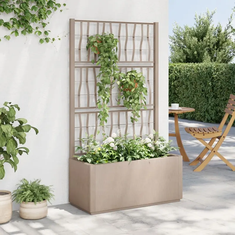 jardiniera de gradina cu spalier, maro deschis, 80x36x140cm, pp